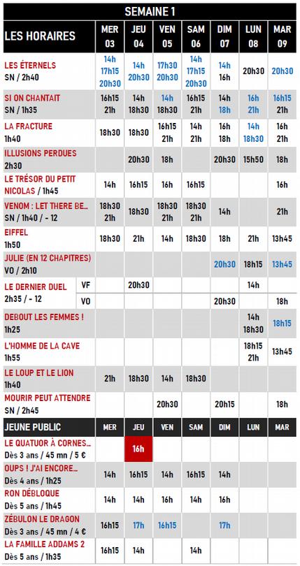 Cinéma de Millau. Le programme du 3 au 9 novembre 2021 2 cinema millau horaires 3 novembre